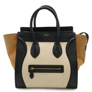 CELINE Luggage Mini Shopper Tote Bag, Handbag, Leather, Suede, Black, Beige, ...